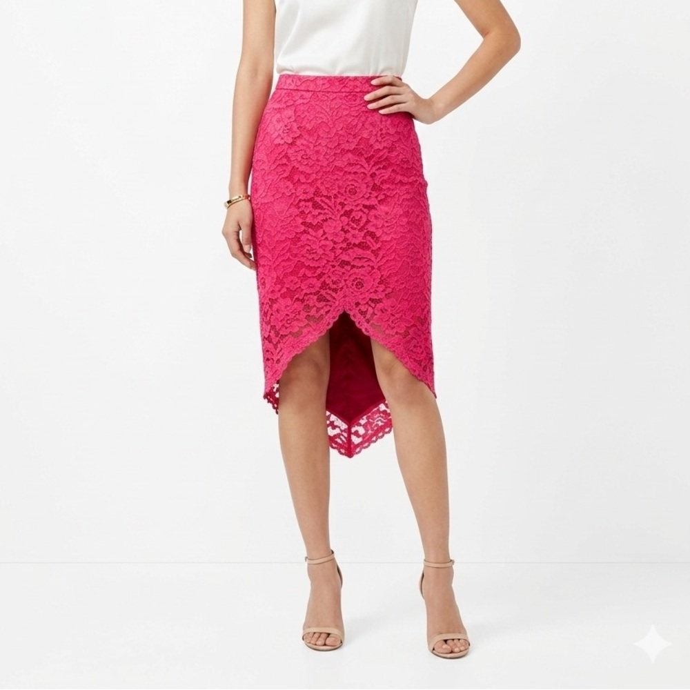 NWT Elisabetta Franchi Gonna Skirt Pink Lace Tulip Pencil Skirt Sz 40